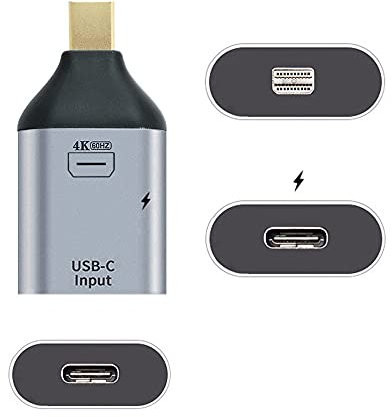xiwai Adaptador de corriente USB-C tipo C hembra a Mini Displayport DP Sink HDTV y PD 4K 60Hz 1080p para teléfono y portátil