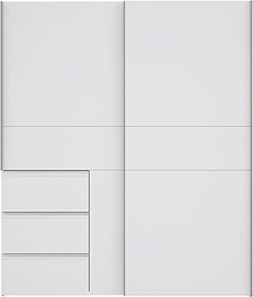 AVANTI TRENDSTORE Fjolla - Armadio in legno laminato con ante scorrevoli, all'interno ripiani e appendiabiti. Disponibile in bianco. Dimensioni LAP 170,3x200,5x61,2 cm