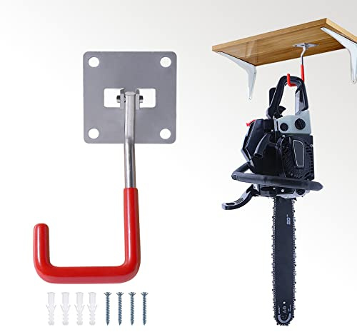 HAISHINE Ganchos Garaje, Ganchos Ajustables para Almacenamiento de Pared, Ganchos Acero Inoxidable Resistentes Revestimiento Antideslizante para Motosierras, Bicicletas, Herramientas de jardín