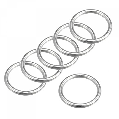 sourcing map Anneau Soudé Inox Acier 316 Rond 30mm ID 4mm Épais 6pcs
