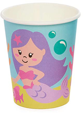 Baker Ross FC985 Meerjungfrau Partybecher - 10 Stück, Trinkbecher aus Papier für den Kindergeburtstag