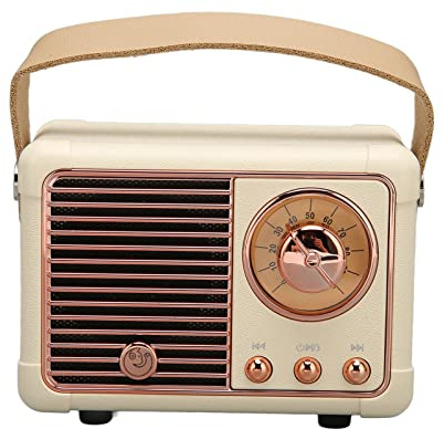 Haut Parleur Rétro Bluetooth, Mini Haut Parleur Sans Fil, Effet Sonore Stéréo 360°, Plusieurs Modes de Lecture, Son de Qualité HiFi, Haut Parleur Rétro Portable pour La Maison et L'extérieur(Jaune)