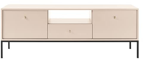 Mirjan24 TV Lowboard Leslin LRTV154 mit Schublade und 2 Türen, Fernsehschrank, Fernsehtisch, Unterschrank, Mediaboard, TV Schrank, TV Tisch, TV Bank, TV Möbel v2 (Beige)