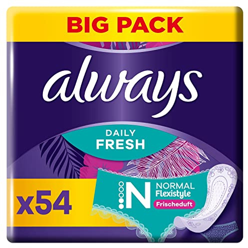 Always Daily Fresh Normal Flexistyle Lot de 54 protège-slips souples avec parfum frais Compatible avec toutes les culottes