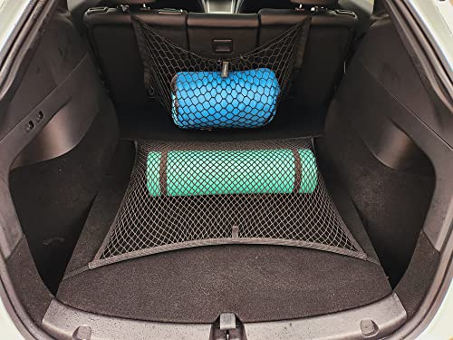Floor + Envelope Style Automotive Elastic Trunk Mesh Cargo Net for Tesla Model Y 2020-2023 - Premium Trunk Organizer and Storage - Luggage Net for Crossover - Best Car Organizer for Tesla Model Y