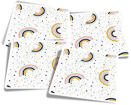 Vinyl Square Stickers (Set of 4) 10cm - Geometric Rainbow Pattern for Laptops, Tablets, Luggage, Scrap Booking, Fridges #51006