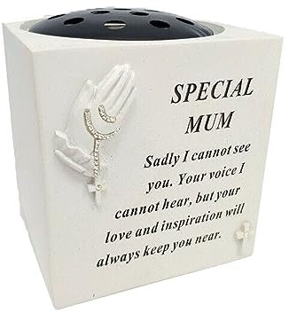 Yaldram Graveside Memorial Rose Bowl, Memorial Graveside Flower Holder Vase with Personalised Verse, Grave Decoration Ornament (Special Mum)