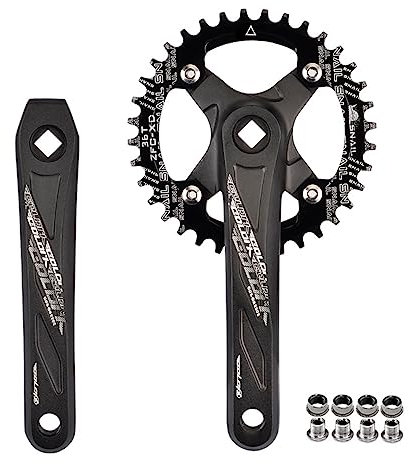 ZCXBHD 32/34/36/38/40/42T Kettenblatt MTB Kurbel Arm Set Road Square Taper Kurbelgarnitur Hohl Integrierte Kurbel Unterstützung Geschwindigkeit 10/11S Schwarz (Color : 175mm, Size : 32T)