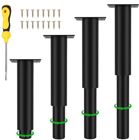 Aofa Verstellbare Möbelfüße - Schwarz, 25-42cm, Belastbar Bis 800 KG, Für Nachttisch & TV-Schrankfüsse (Mit Schraubendreher)