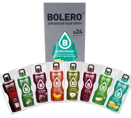 Bolero CLASSIC MIX | 24x9g I Erfrischendes Zuckerfreies Getränkepulver mit Stevia gesüßt | Vitamin C | für Diabetiker geeignet | eine Mischung aus exotischen Fruchtaromen