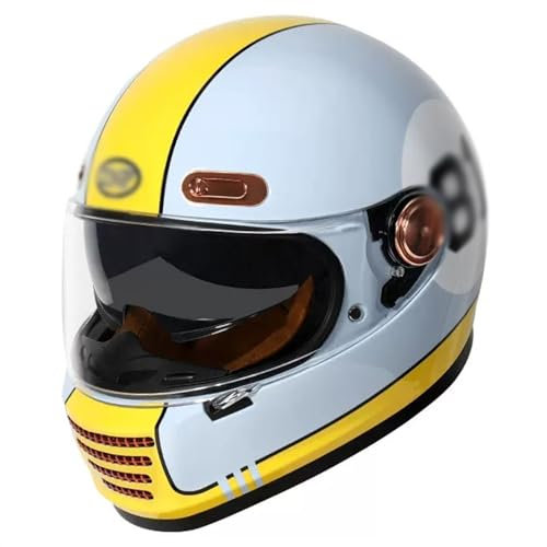 Vintage Motorradhelm DOT/ECE-Zugelassen, Motorrad Integralhelme Mit Transparentem Visier, Motorrad Klapphelme Herren Damen, Lokomotive Helme Für ATV UTV ( Color : D , Size : XL=(61-62cm) )