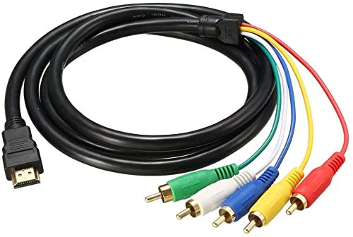 XYWHPGV Câble HDMI vers 5 RCA Mâle vers Audio Vidéo AV Conversion Ligne Cordon Adaptateur Transmetteur pour HDTV DVD 1080P 5ft 1.5m Noir Plastique(ca3ec 6304e 06c50 e3942 884f7 efc10