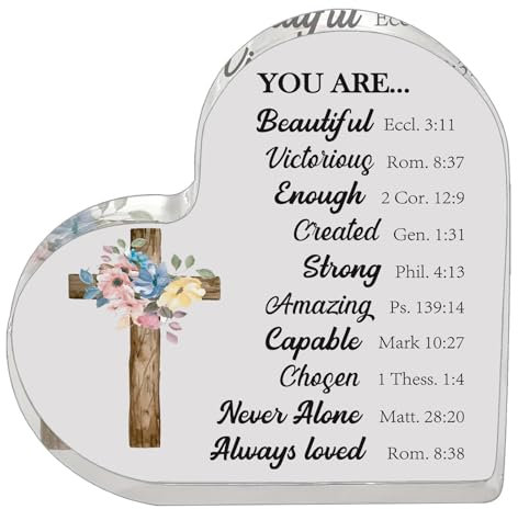 Religiöse Geschenke aus Acryl, Herz-Andenken aus Acryl - Herzförmige Weihnachtsverzierung | Briefbeschwerer zum Andenken an den Glauben, Bibelverse und spirituelle Geschenke zur Ermutigung für Anulely