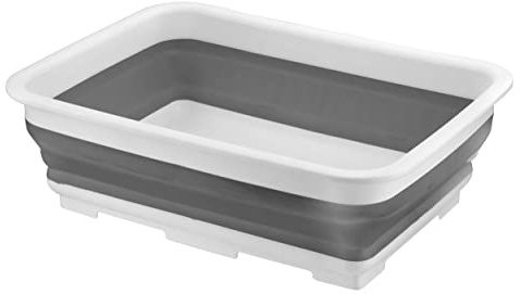 HOMESHOPA Rectangular Collapsible Washing Up Bowl, 10 Litre Grey Foldable Washing Basin, Compact Storage, Space Saving, Kitchen Sink Bowl, Portable For Outdoor Camping Caravans