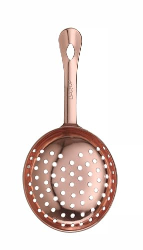 HENDI Julep passoire, BarUp, passoire à cocktail, outil cuillère à fente multifonction, filtre de bar barman, 160x75mm, acier inoxydable plaqué cuivre