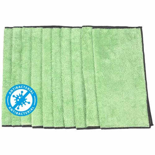 Pastaclean® Mikrofaser Reinigungstücher 10 Stück/Grün | Mikrofasertücher Antibakteriell Putzlappen Putztücher Flauschi Tücher, Sehr Saugfähig Fusselfrei Streifenfrei, Für Haus, Küche, Auto, 35 x 35c