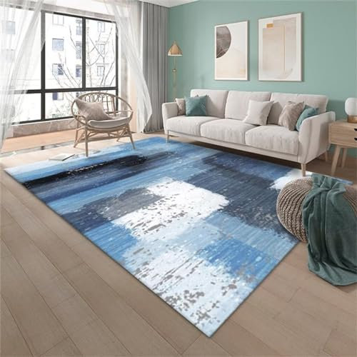 RUGMRZ Günstig TeppichWaschbare Teppiche Schlafzimmer 300x400CM Baby Teppich Mädchen BlauWeicher und bequemer mit abstraktem, minimalistischem Design Kinderteppich Wald