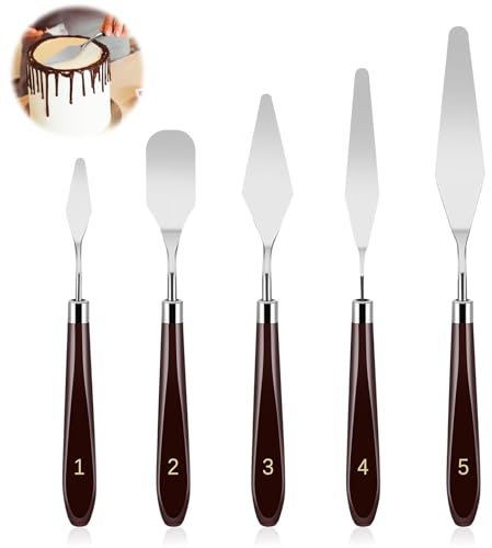 5 Pezzi Spatola per Decorazioni Torte, Set Spatole per Crema, Spatola per Crema, Spatola per Torte, Pasticceria Accessori Spatola per Stucco per Torte, Cottura, Pasticceria, Pasta Strutturale