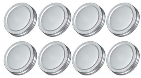 sourcing map 8 Pcs Mason Jar Lids, 70mm/2.76 Regular Mouth Tin Plate Caps Leak Proof for Canning Jars Kitchen Storage, (Silver)