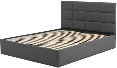 Mebligo - Polsterbett 180x200 mit Bettkasten, Bettgestell, Doppelbett mit Lattenrost, Schlafzimmer Bett mit Kopfteil, Stauraumbett Tores, Bett Ohne Matratze - Graphit (Trinity 15)