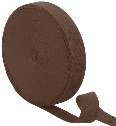 QUARKZMAN 21 Meter Baumwoll Schrägband, 3/4 Zoll 23 Yards Fischgrätenstich webband zum nähen stoffbänder Gurtband Baumwollband für Heimwerker DIY Handwerk Kleidungsnähen (Braun)