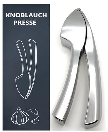 Hochwertige Knoblauchpresse, praktische Küchenhilfe, ergonomisch, silber