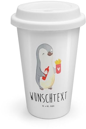 Mr. & Mrs. Panda Becher personalisiert Pinguin Pommes - Personalisierte Geschenke, personalisierter, Freund, Freundin, Kaffeebecher, Trinkbecher, Geschenk für Frauen, mit Namen, Partner, Valentinstag
