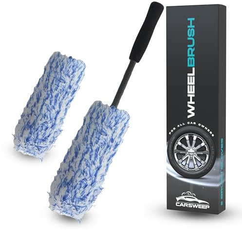 Carsweep® Felgenbürste - 2 in 1 - Bürste und Poliertuch - 42 cm - Felgenbürsten - Autobürste - Felgenbürste Mikrofaser