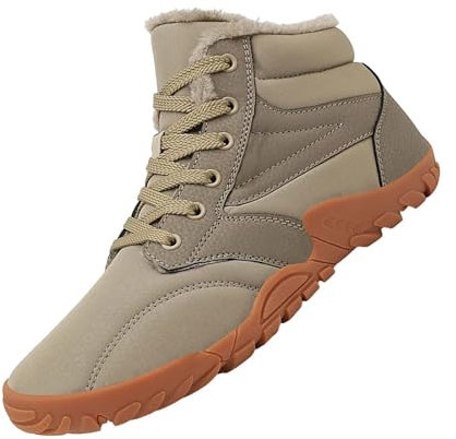 LinRim Barfußschuhe Winter Damen Herren Winterstiefel Gefüttert Warm Winterschuhe Wasserdicht Bequem Schneestiefel Rutschfeste Barfuss Schuhe Winterschuhe mit Breite Zehenbox, Gr.36-47