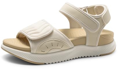 DREAM PAIRS Sandales Athlétiques pour Femmes Confortable et Antidérapantes Sandale de Extérieur Pratique,Size 40.5,Beige,DWUMST2507