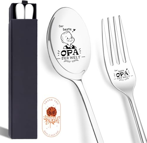 Cadeau de fête des pères pour grand-père, cadeau personnalisé, cuillère et fourchette pour grand-père, meilleurs cadeaux pour la fête des pères, cuillère à café, retraite, anniversaire, remerciement