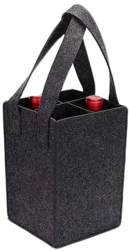 KOMUNJ 1 sac à bouteilles en feutre, pour 4 bouteilles, sac en feutre, porte-bouteilles, panier à bouteilles avec cloison séparée pour 4 bouteilles, porte-vin, porte-bière, parfait pour les fêtes