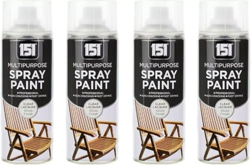 MIXEL Clear Lacquer Spray Paint, Easy To Apply, Quick-Drying Formula, Ideal For Craft Projects, DIY Home Décor, Wood, Metal, Plastic, Indoor And Outdoor Use, 400ml, (4 Pcs)