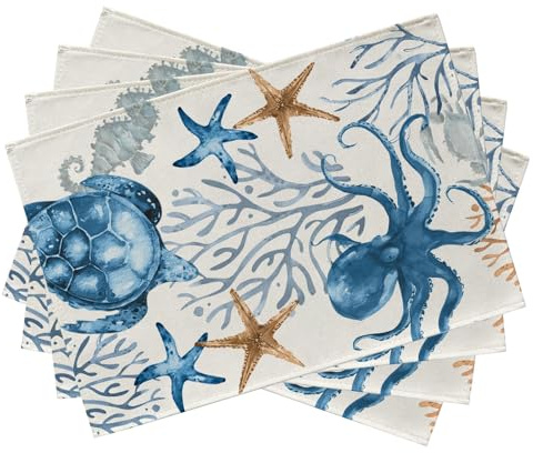 Manteles Individuales Verano, Juego de 4 Mantel Individual de Flores, 30 x 45 cm Manteles Individuales Tela, Mantel Individual Lavable para Cocina, Fiestas, Cumpleaños, Bodas (D)