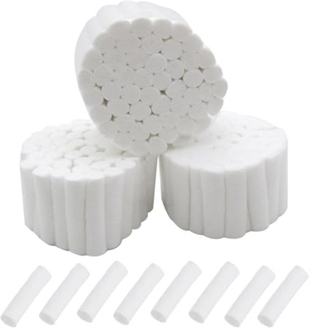 TUONYIS 150 Stück Zahnärztliche Wattebäusche Dental Gaze Rollt Dental Cotton Rolls Hochsaugfähige Wattebausch Zahngaze Wattepads für Zahnärzte Nasenstöpsel für Blutige Nase Zähne Mund (Weiß)