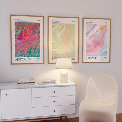 3er Poster Set Aura Bilder, Buntes Farbverlauf Aura Optischer Halo Wandbilder Für Schlafsaal Teen Mädchen Zimmer, Abstrakt Blende Aesthetic Leinwand Dopamin Wandposter Deko, Ohne Rahmen (40x50 cm)