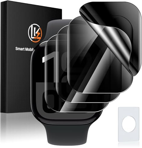 LK 4 Pack Privacy Screen Protector for Apple Watch Series 11/10 46mm High Definition, Bubble Free, Flexible TPU Film, Easy Installation Anti-Scratch, Ultra-Thin Pixel Watch Screen Protector