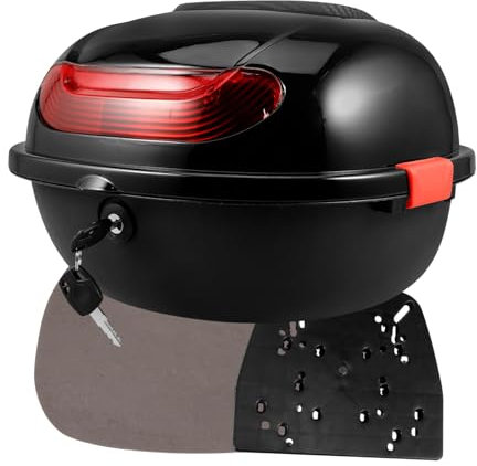Zerodeko Baúl Superior para Motocicleta Caja Trasera Negra con Base, Almacenamiento Resistente PP para Herramientas y Equipaje, para Uso Motociclistas
