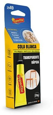 Colle blanche haute résistance et séchage rapide avec finition transparente pour bois, carton, formica et aggloméré 20 g SUPERTI