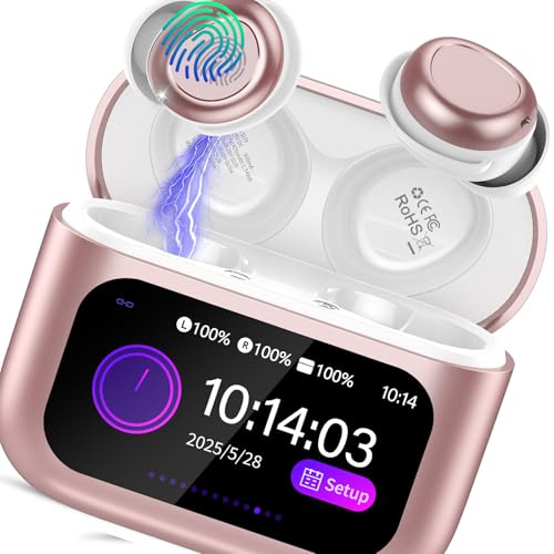 ZYHKON Cuffie Bluetooth, 48H di Riproduzione, Mini Auricolari con Suono HiFi, Cuffie per Dormire Oro rosa