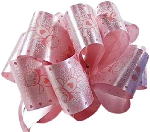 PuntoCasaStore 30 PZ coccarda autotirante 13 cm Fiocco Rosa Nascita Bimba Nastro 5 cm Decorazione Auto specchietto bomboniera Pupazzi Cerimonia Battesimo Accessori Fai da Te