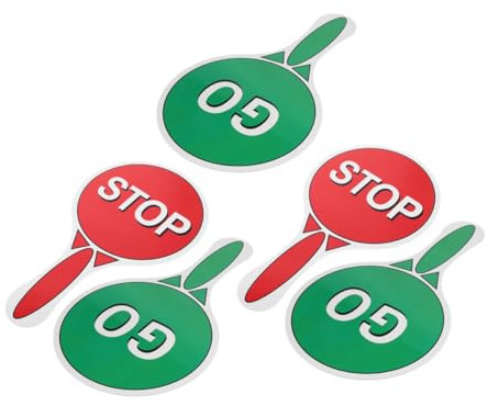 BESPORTBLE 5 Pièces Panneaux Stop Rouge Vert pour Classe Maternelle et Primaire Signalisation Ludique et Éducative pour Sécurité Routière et Maniable pour Jeux Apprentissage