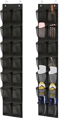 deegbbyi 2 Stück Organizer über der Tür für Schuhe | Hängend Aufbewahrungstasche, Schuhregal Hängend mit 14 großen Netztaschen und 4 Haken, für Schlafzimmer Wohnzimmer Badezimmer