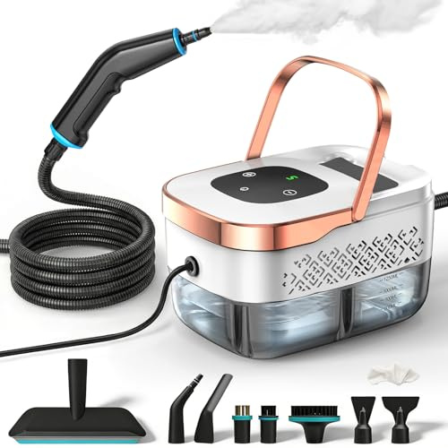 Dampfreiniger Für Alles | 1500W Dampfreiniger Handgerät | 1250ml Steam Cleaner | Handdampfreiniger Mit 9 Zubehörteilen | Dampfreiniger Polstermöbel (Weiß)