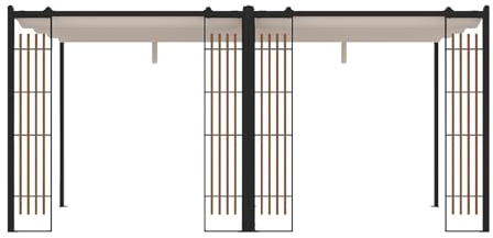 Vente-unique - Pergola autoportante modulable en Acier avec Toit rétractable et Treillis - 10,6 m² - Noir - Mazara