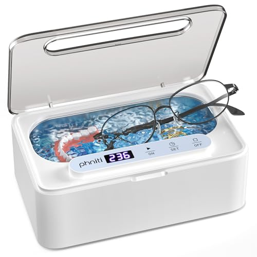 Phniti Ultrasonic Jewellry Cleaner, 47KHz Ultrasonic Cleaner for Retainer,Jewellry, Dentures, Aligners with Three Cleaning Modes,12OZ 304 Stainless Steel Tank