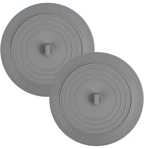 YOYUSH 2 Pcs Tub Stopper, Silicone Bath Stoppers, 15.3cm Leak-Proof Drain Stopper, for Sink & Basin Versatile Plug Cover for Kitchens, Bathrooms and Laundries(Dark Grey)