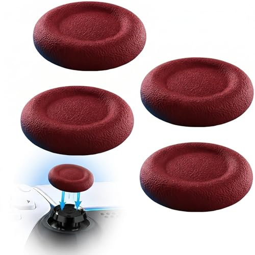 MatoSan Thumbstick reservkapslar av silikon – kompatibla med PS5-styrenhet och PS4-styrenhet – halkfritt grepp för mer exakt kontroll – skyddskåpor för analoga pinnar (4 silikonröd)