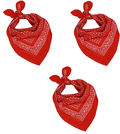 Betz 3er Pack Nickituch Bandana Kopftuch Halstuch Kleine Punktenmuster Größe ca. 55 x 55 cm 100% Baumwolle Farbe: rot