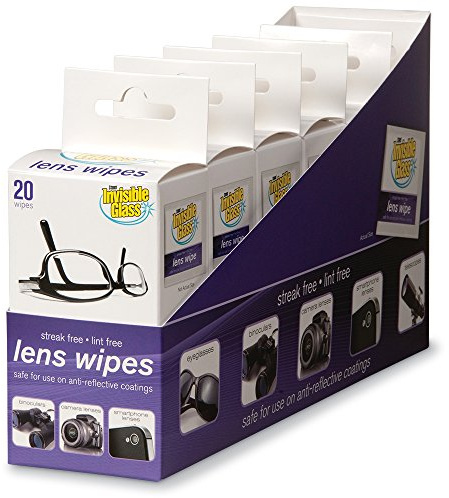 Invisible Glass 90102-6PK Lens Cleaning Wipes – Streak-Free, Lint-Free Wipes for Glasses, Camera Lenses, Binoculars & Smartphone Cameras, Safe on Reflective Coatings – 20 Count (Pack of 6)